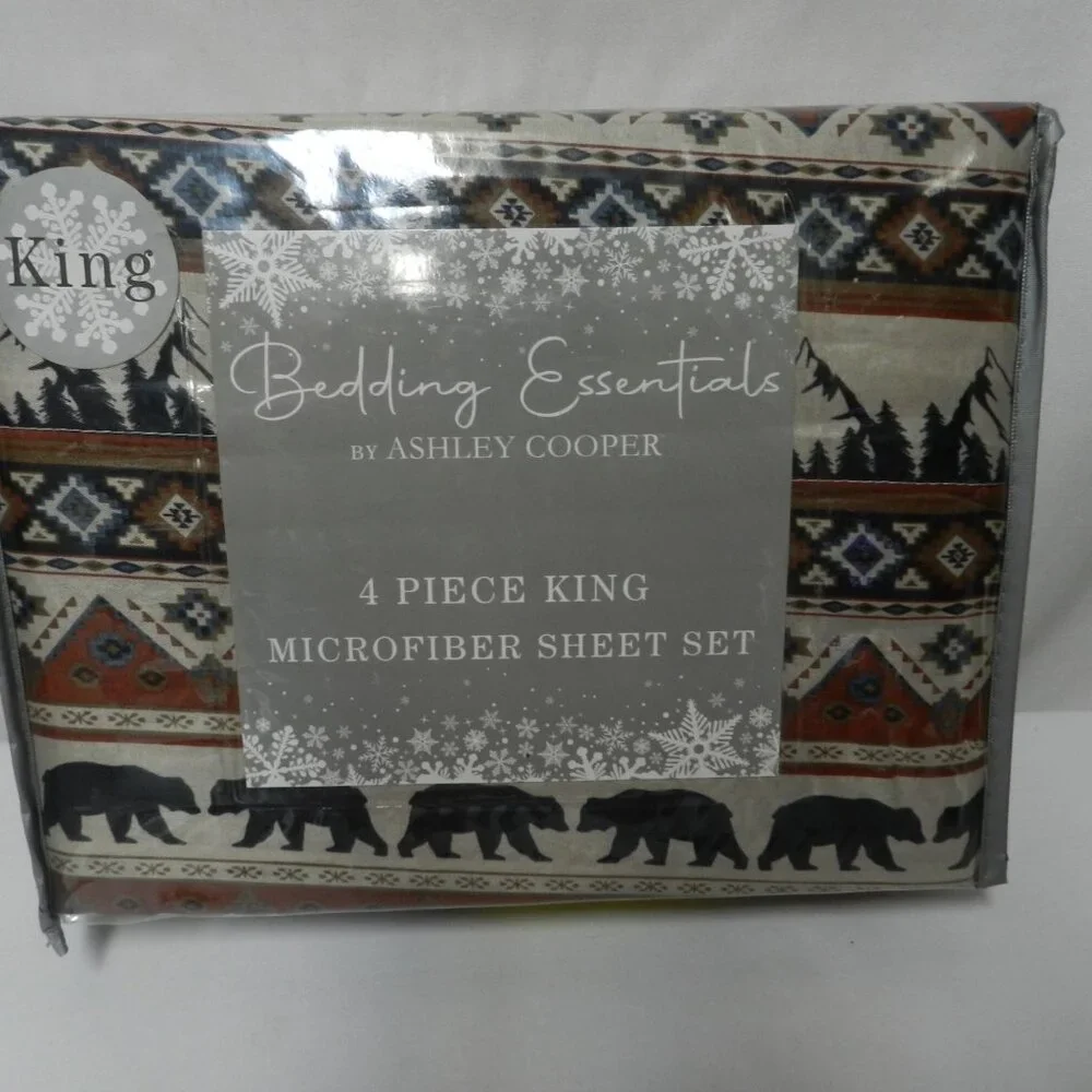 Ashley Cooper Pocono Lodge 4 piece Micro Fiber Queen sheet set green NEW NWT